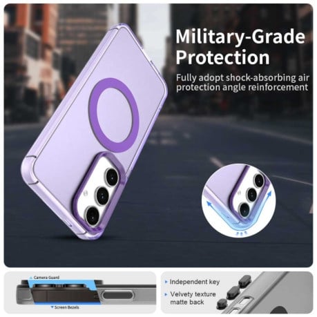 Противоударный чехол MagSafe Holder PC Hybrid для Samsung Galaxy S25 5G - фиолетовый