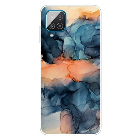 Противоударный чехол Marble Pattern для Samsung Galaxy A12 - Abstract Blue