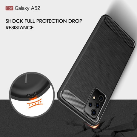 Чехол Brushed Texture Carbon Fiber на Samsung Galaxy A52/A52s - синий
