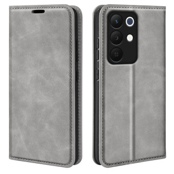 Чохол-книжка у стилі Retro, з м'яким покриттям Skin Feel, діловий дизайн на Realme C85 Pro 4G — сірий