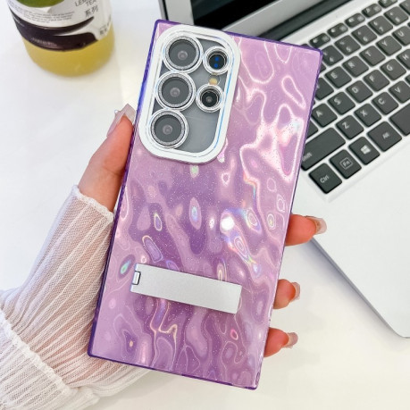 Протиударний чохол Plating Glitter Texture TPU with Lens Film для Samsung Galaxy S25 Ultra 5G - Purple Wrinkles