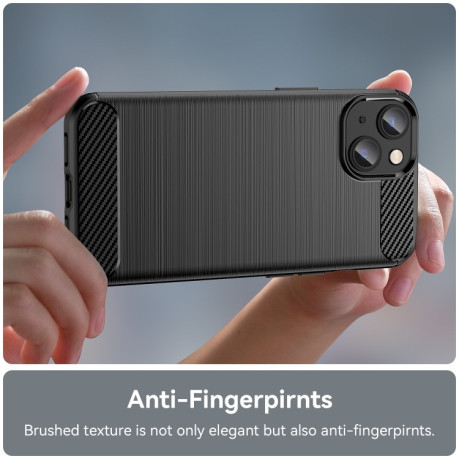 Чехол Brushed Texture Carbon Fiber на iPhone 14 Plus - черный