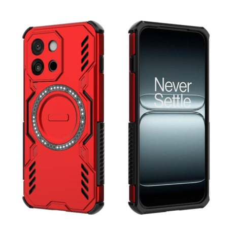 Противоударный чехол Butterfly Armor MagSafe Magnetic Ring Shockproof для OnePlus 13T - красный