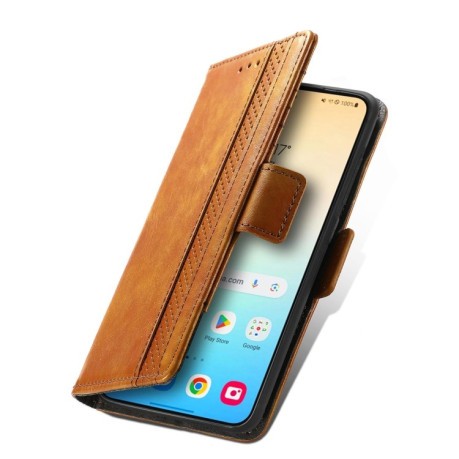 Чехол-книжка CaseNeo Splicing Dual Magnetic Buckle Leather для Samsung Galaxy S24+ 5G - хаки