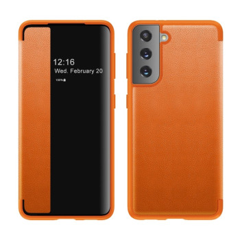 Чехол-книжка Side Window View на Samsung Galaxy S21+ - оранжевый