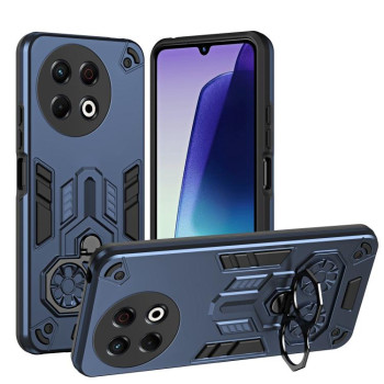 Чехол Double-Ring двойная подставка гибрид на Tecno Spark 30 Pro — морской синий