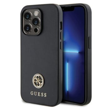 Оригинальный чехол Guess Strass Metal для iPhone 15 Pro - black(GUHCP15LPS4DGPK)