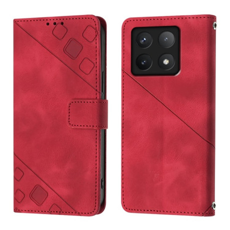 Чохол-книжка Skin-feel Embossed для Xiaomi 14T Pro - червоний