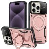 Противоударный чехол Large Window MagSafe Holder для iPhone 16 Pro Max - розовое золото