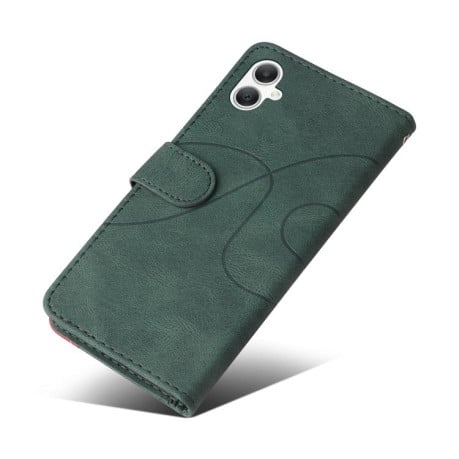 Чохол-книжка Dual-color Splicing Flip Leather на Samsung Galaxy A07 5G - зелений