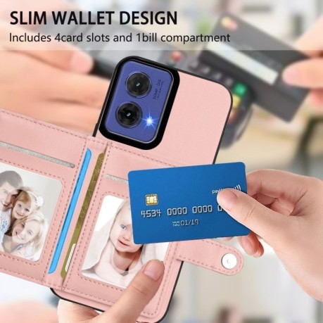 Ударозахисний чохол EU Version Button Card Bag RFID Anti-theft для Motorola Moto G85 - рожевий