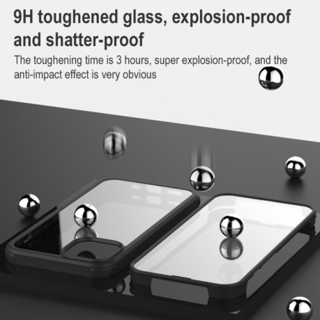 Двусторонний чехол Glass для iPhone 13 Pro - черный