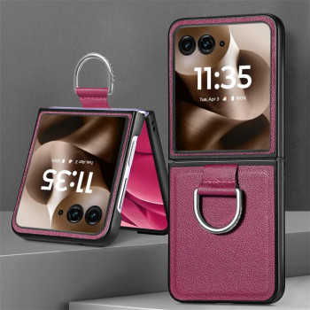 Противоударний чехол Litchi Texture на Motorola Razr 60 Ultra - фіолетовий