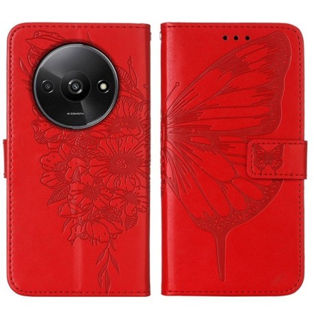 Чохол-книжка Embossed Butterfly для Xiaomi Redmi A3 - червоний