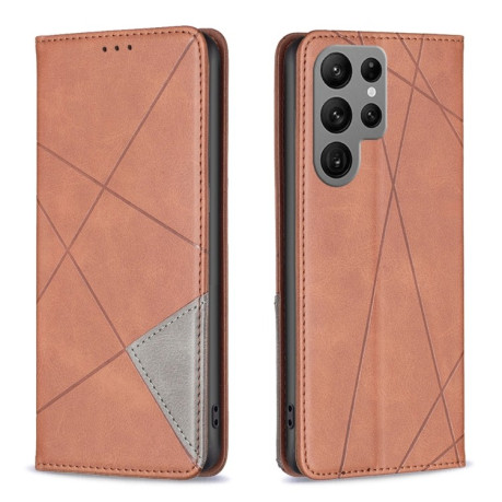 Чохол-книжка Rhombus Texture для Samsung Galaxy S25 Ultra 5G - коричневий