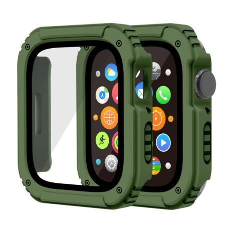Противоударная накладка с защитным стеклом 2 in 1 Screen для Apple Watch Series 8 / 7 41mm - зеленая