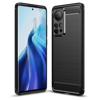 Чехол Brushed Texture Carbon Fiber на Xiaomi Mi 12 Pro 5G - черный