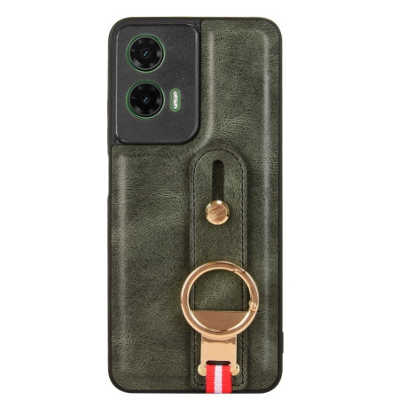 Противоударный чехол Wristband Leather Back для Motorola Moto G35 5G - зеленый