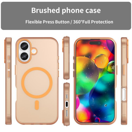Противоударный чехол MagSafe Frosted Translucent TPU + PC для iPhone 17 - оранжевый