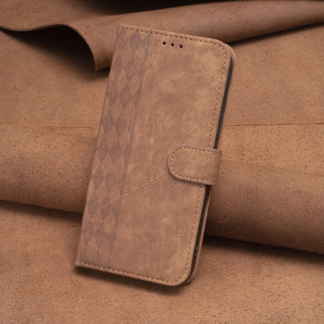 Чохол-книжка Plaid Embossed Leather для Samsung Galaxy S24 5G - коричневий