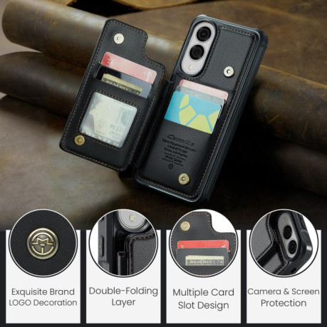 Чехол CaseMe C22 Card Slots Holder RFID Anti-theft для Samsung Galaxy S25 Edge 5G - черный