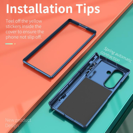 Чехол Sliding Window Hinge на Samsung Galaxy Fold 7 5G - синий