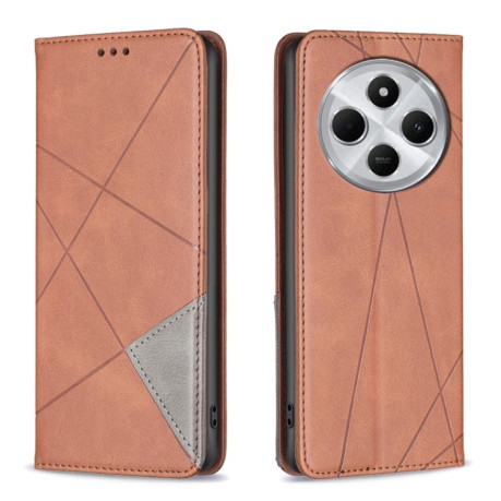 Чехол-книжка Rhombus Texture для Xiaomi Redmi 14C 4G/Poco C75/Redmi A4 5G - коричневый
