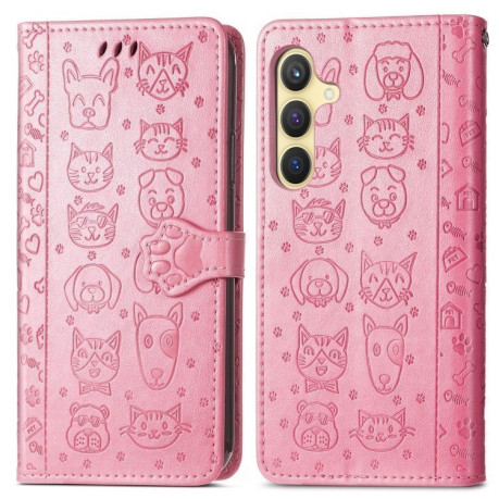 Чехол-книжка Cat and Dog для Samsung Galaxy S25 Ultra 5G - розовый