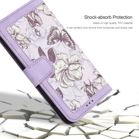 Чехол-книжка Floral Pattern Leather для Samsung Galaxy A56 5G - фиолетовый