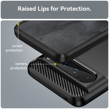 Протиударний чохол Brushed Texture Carbon Fiber на Google Pixel 8 Pro - чорний