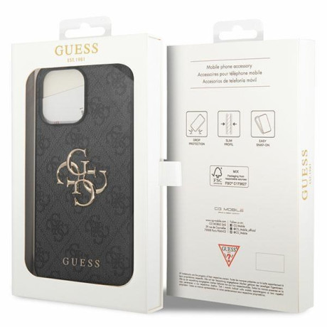 Оригинальный чехол Guess Big Metal Logo для iPhone 15 Pro Max - Gray