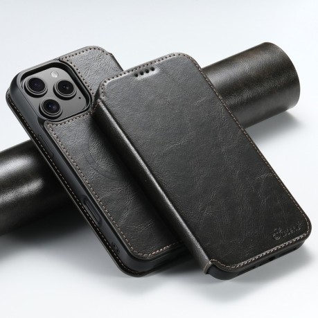 Чехол-книжка Suteni J05 Leather Magnetic MagSafe для iPhone 16 Pro Max - черный