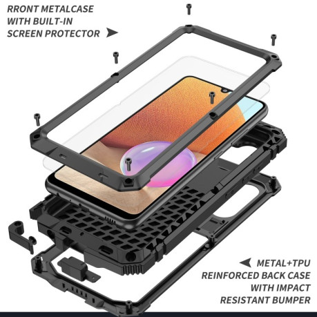 Протиударний металевий чохол R-JUST Dustproof Samsung Galaxy A32 4G - чорний