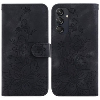 Чехол-книжка с тиснением Lily и магнитной застежкой на Samsung Galaxy M55 5G - черный