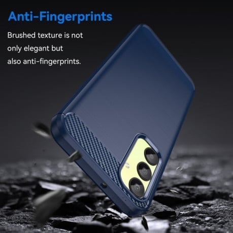 Противоударный чехол Brushed Texture Carbon Fiber на Samsung Galaxy A25 5G - синий
