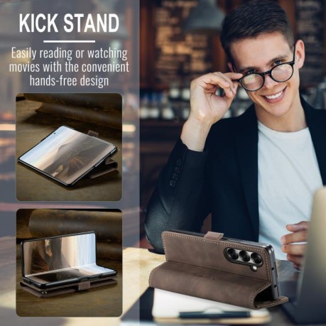 Чехол-книжка CaseMe-013 Multifunctional на Samsung Galaxy Fold 7 - кофейный