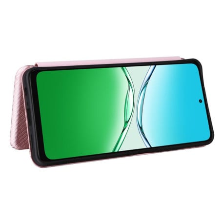 Чехол-книжка Carbon Fiber Texture на OPPO A5 5G/4G Global - розовый