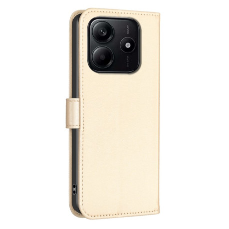 Чехол-книжка Four-leaf Clasp Embossed на Xiaomi Redmi Note 14 5G/Poco M7 Pro 5G - золотой