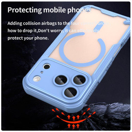 Противоударный чехол Armor Glaze MagSafe Magnetic для iPhone 17 Pro - синий