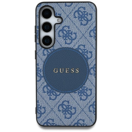 Оригинальный чехол Guess 4G Round Patch Classic Logo MagSafe для Samsung Galaxy S25 - blue
