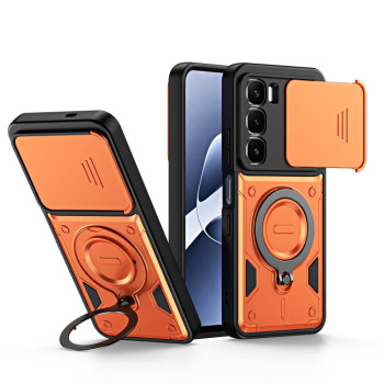 Чехол Escase с кольцом-держателем и слайдером камеры на Infinix Hot 60i 4G / 60 5G — оранжевый