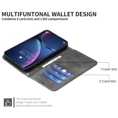 Чехол-книжка Lambskin Texture Pure Color на Xiaomi Redmi 15C 5G/4G EU 173mm/Poco C85 5G - черный
