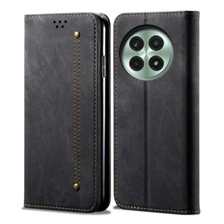 Чохол книжка Denim Texture Casual Style на OnePlus 13 - чорний