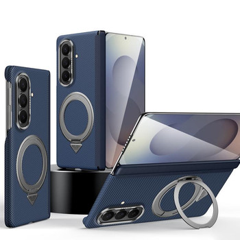 Кевларовый чехол Sulada с магнитным поворотным держателем на Samsung Galaxy Fold8 Ultra 5G — синий