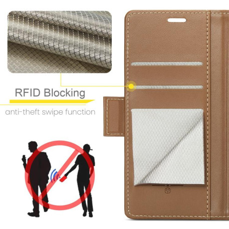 Чехол-книжка CaseMe 023 Butterfly Buckle Litchi Texture RFID Anti-theft Leather для OPPO Reno13 - коричневый