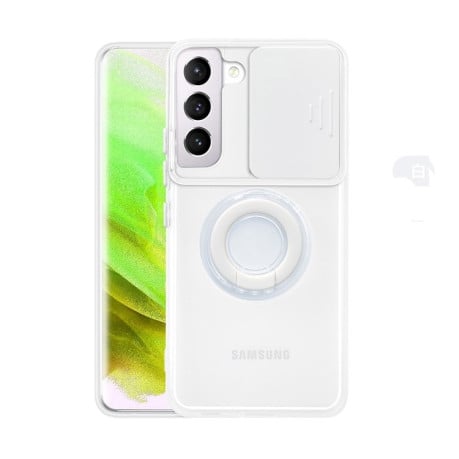 Противоударный чехол Sliding Camera with Ring Holder для Samsung Galaxy S23 5G - белый