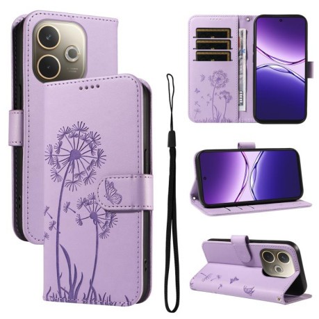 Чехол-книжка Dandelion Embossed Pattern Flip Leather для OPPO A5 Pro 5G Global - фиолетовый