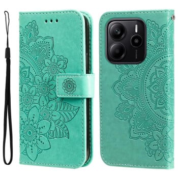 Чохол-книжка 7-petal Flowers Embossing для Redmi Note 14 4G 164.84mm - зелений