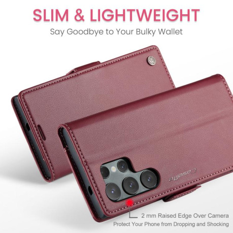 Чехол-книжка CaseMe 023 Butterfly Buckle Litchi Texture RFID Anti-theft Leather для Samsung Galaxy S25 Ultra 5G - красный