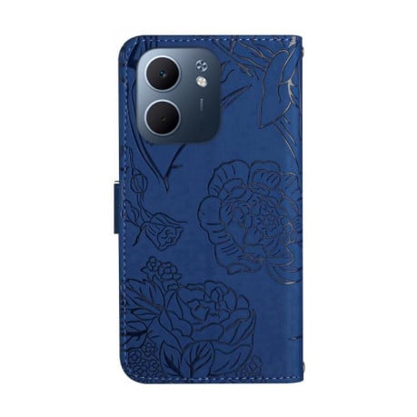 Чохол-книжка з м'якою фактурою та тисненням Butterfly на OPPO A5x 4G Global / 5G Global - синій